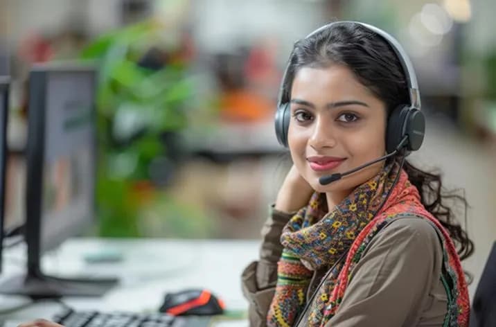 smiling help desk lady